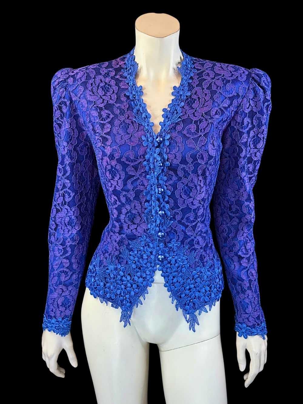 Purple & Blue LACE Victorian Gothic Jacket | Vintage 80s 90s | M